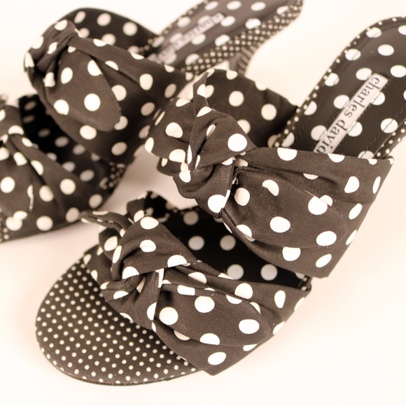 NIB Charles David Polka Dot Knotted Bow Heeled Sandals – Retro Glam Size 8 - Picture 5 of 7